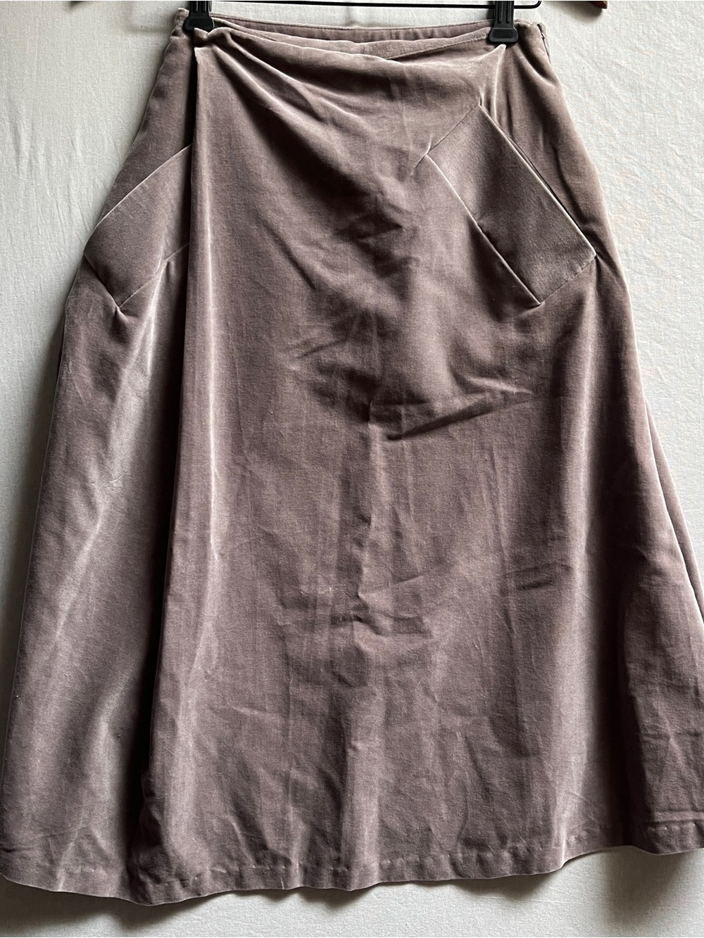 Toit Volant Womens XS Velvet A Line Faux Wrap Midi Skirt